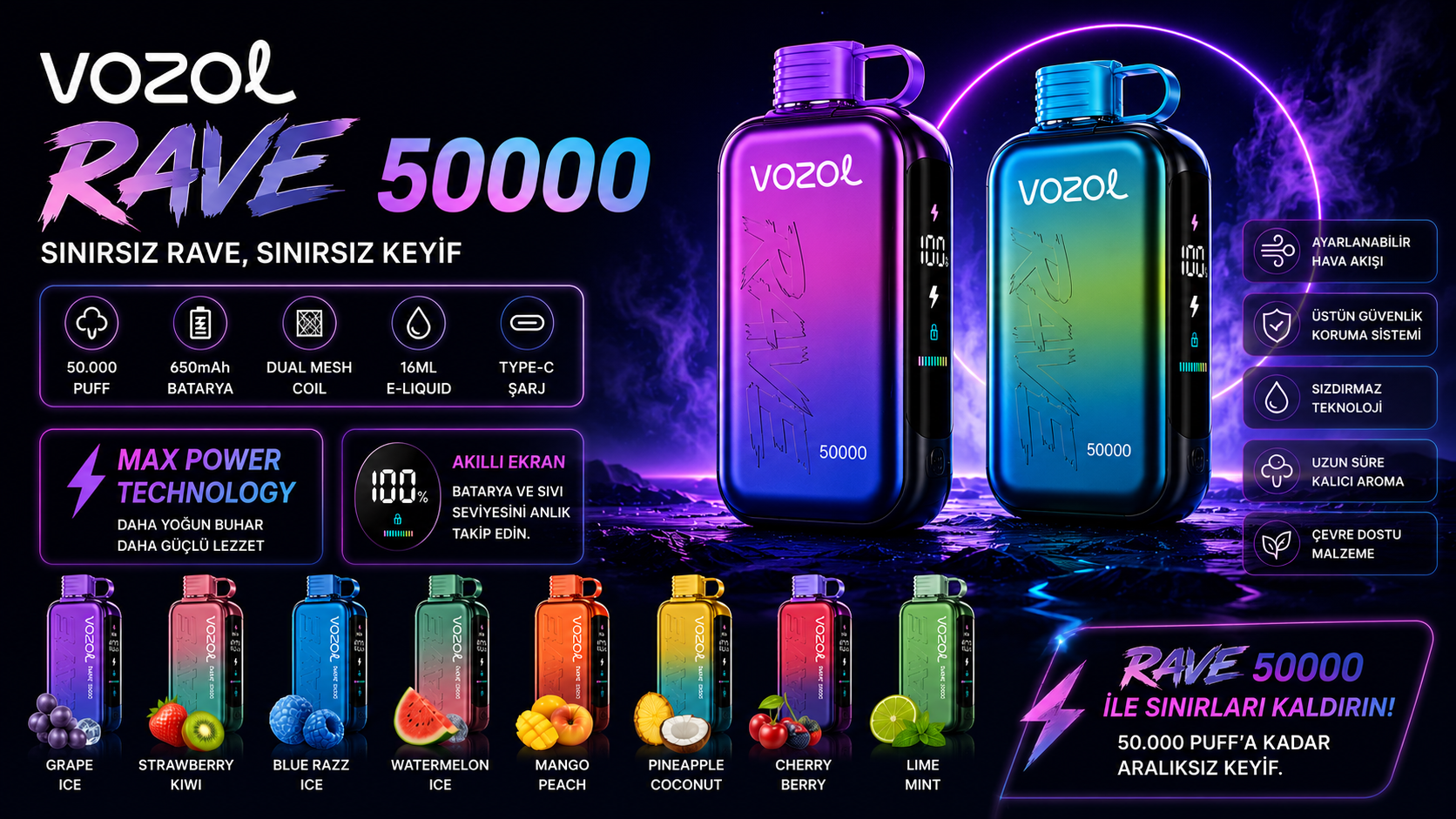 Vozol Rave 50000